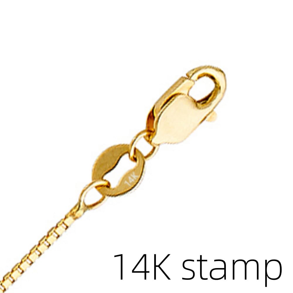14k Gold Box Chain Necklace with Lobster Claw Clasp Z5713