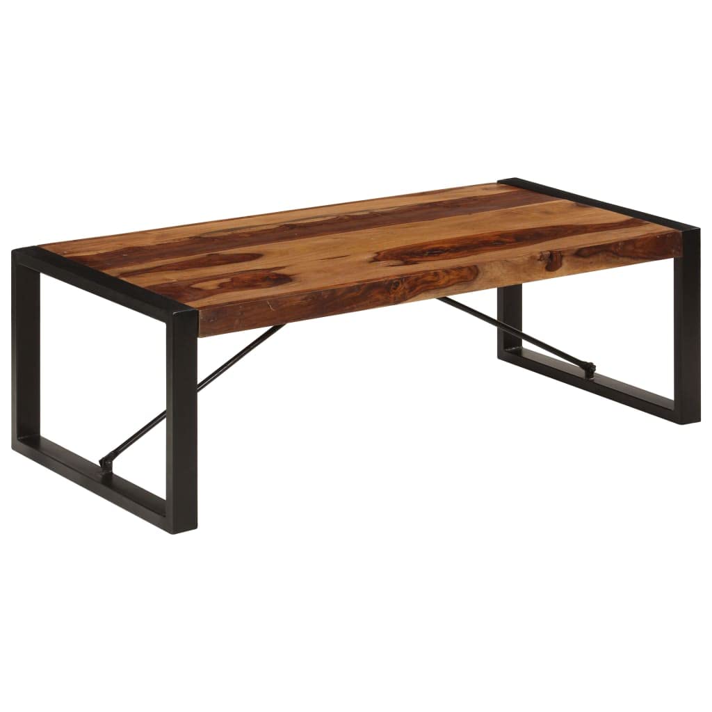 Solid Sheesham Wood Coffee Table with Steel Legs P36935