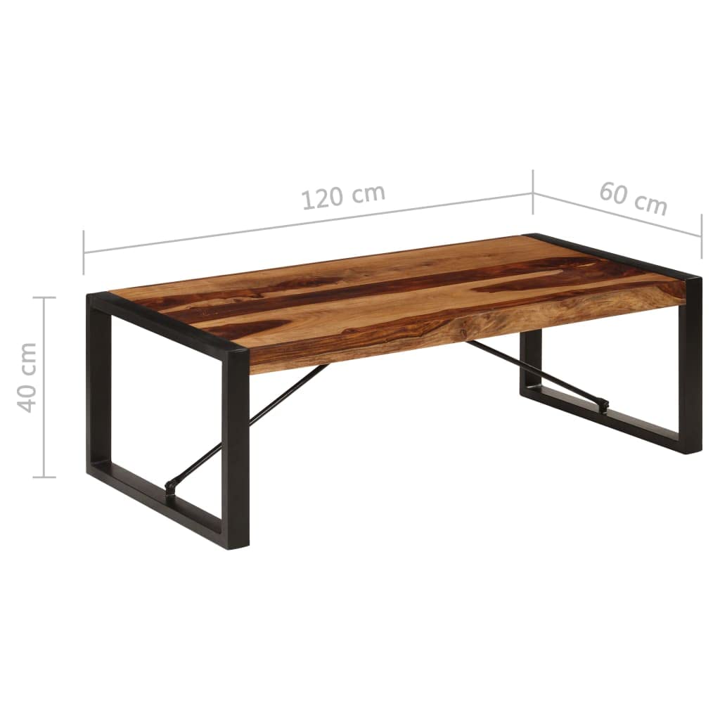 Solid Sheesham Wood Coffee Table with Steel Legs P36935