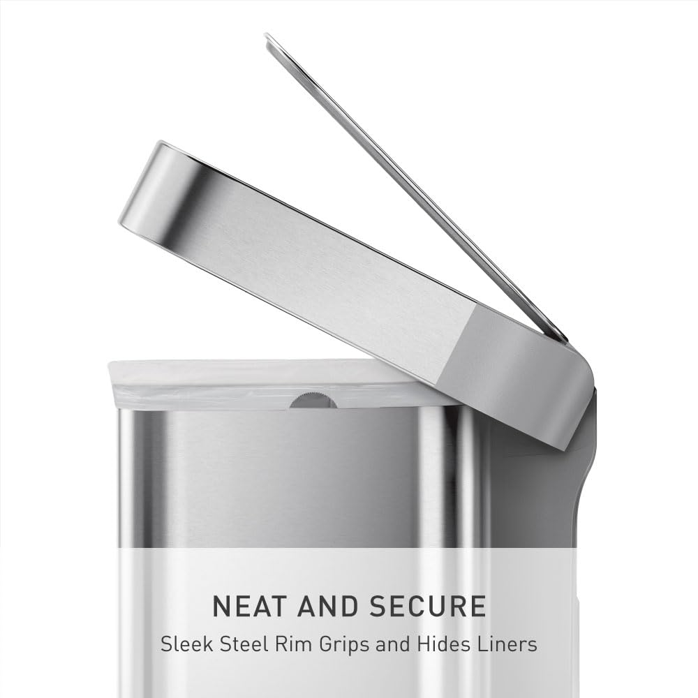 58L Dual Compartment Brushed Stainless Steel Kitchen Trash Can W8116
