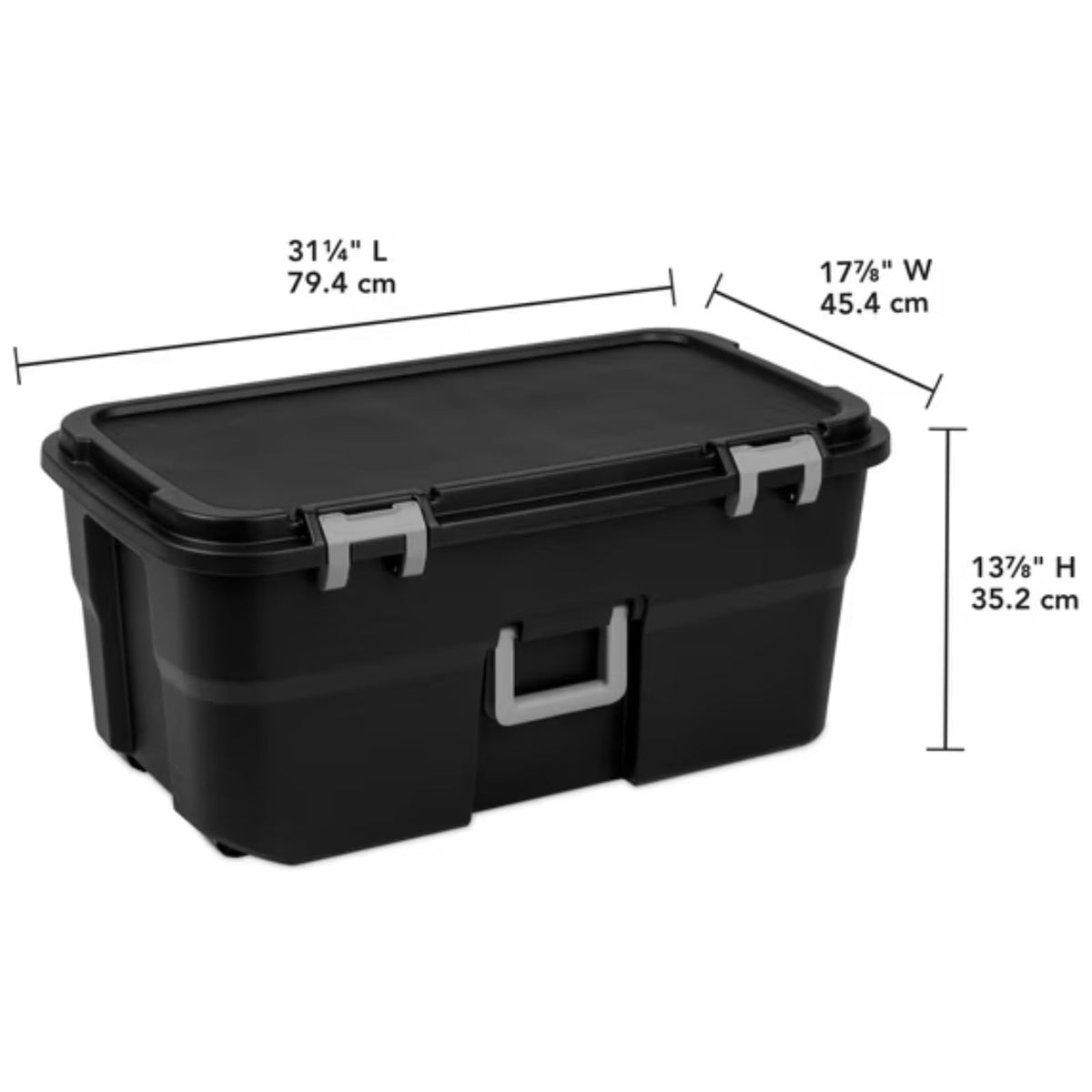Black 22 Gallon Wheeled Plastic Storage Trunk T130
