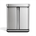 58L Dual Compartment Brushed Stainless Steel Kitchen Trash Can W8116