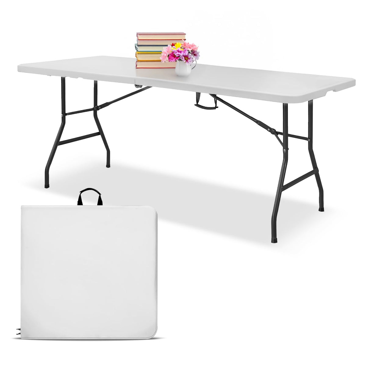 White 6ft Folding Table with Handle N6911