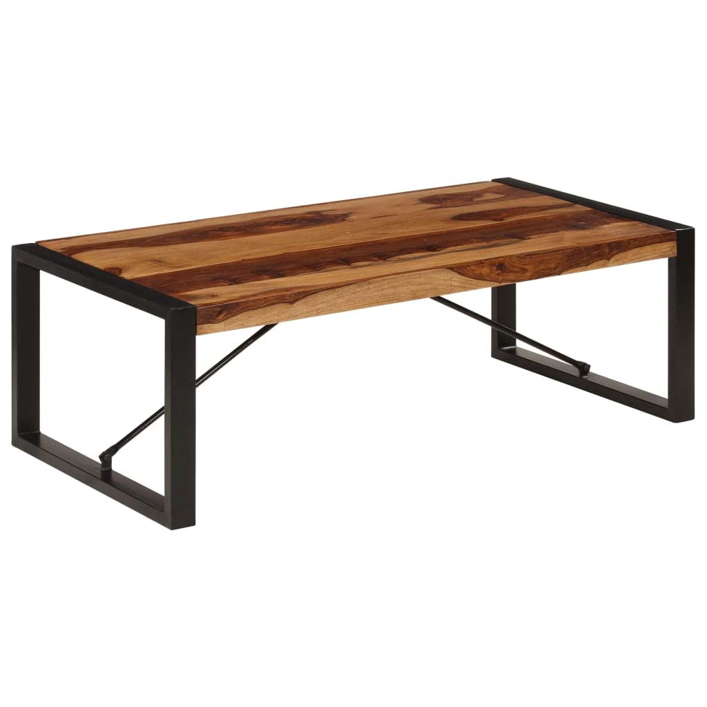 Solid Sheesham Wood Coffee Table with Steel Legs P36935
