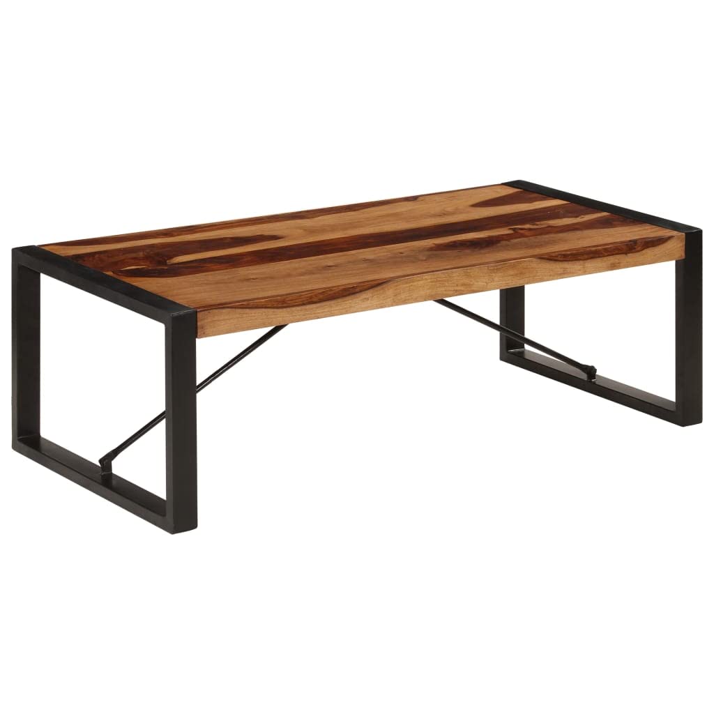 Solid Sheesham Wood Coffee Table with Steel Legs P36935