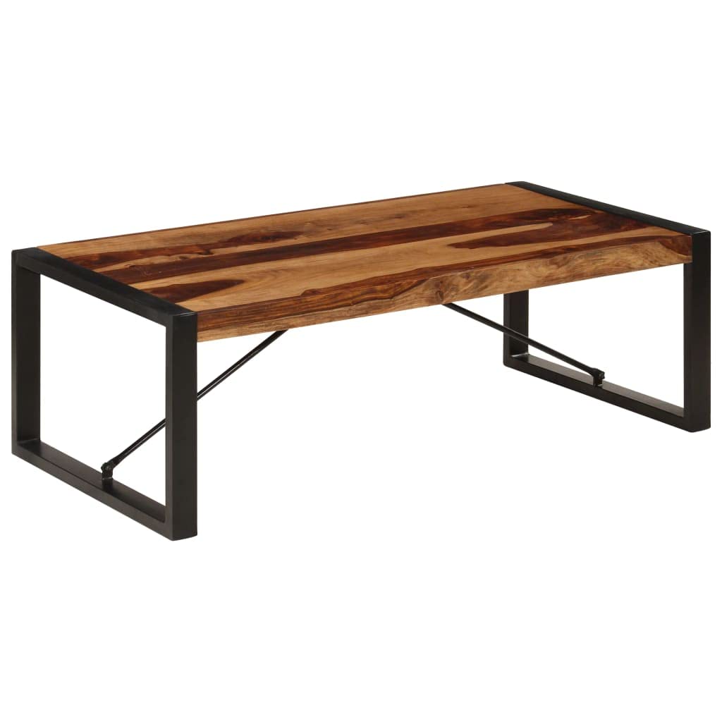 Solid Sheesham Wood Coffee Table with Steel Legs P36935