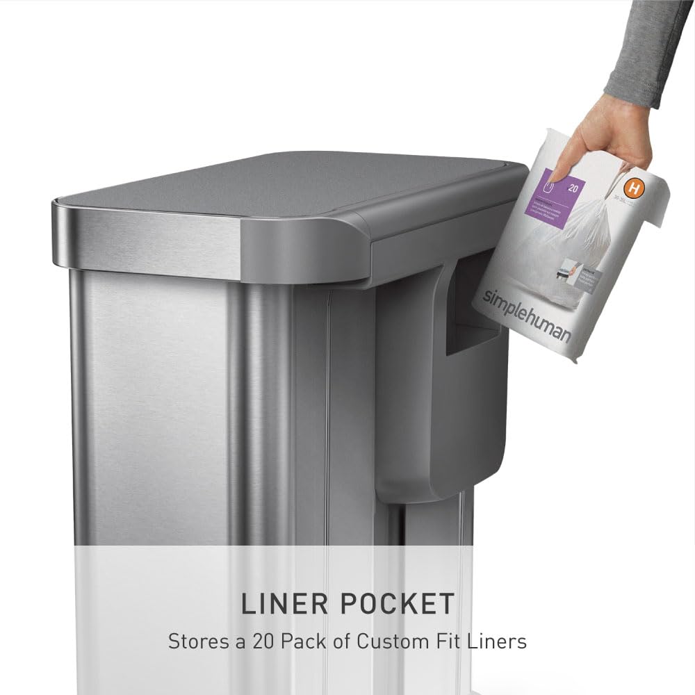58L Dual Compartment Brushed Stainless Steel Kitchen Trash Can W8116