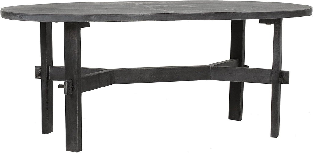 Black Oval Solid Acacia Wood Coffee Table D242174