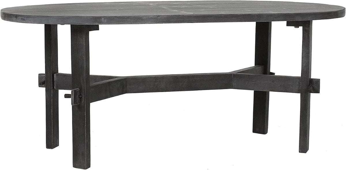 Black Oval Solid Acacia Wood Coffee Table D242174
