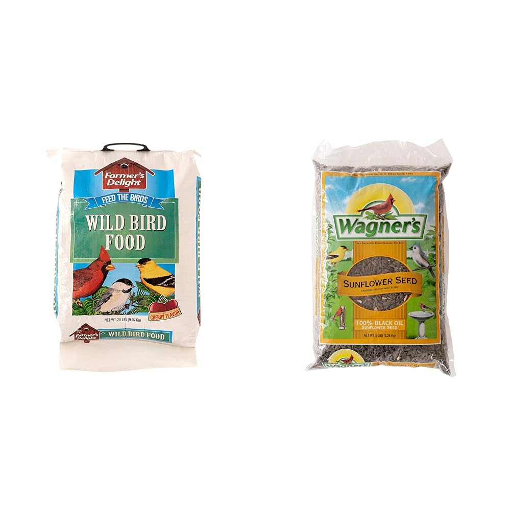 Wild Bird Food with Cherry Flavor 20-Pound Bag and Black Oil Sunflower Seed 5-Pound L2561
