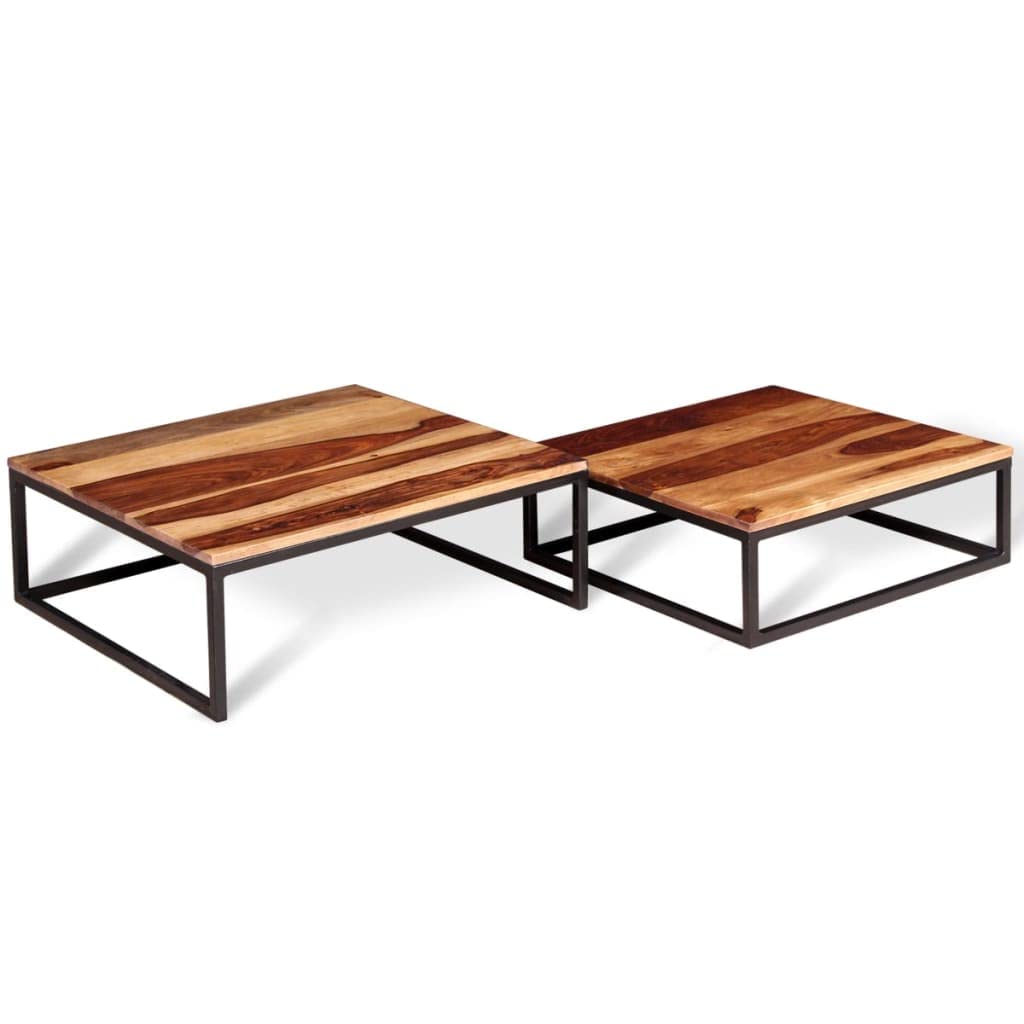 Two Piece Nesting Solid Sheesham Wood Coffee Table Set N233