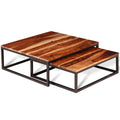 Two Piece Nesting Solid Sheesham Wood Coffee Table Set N233