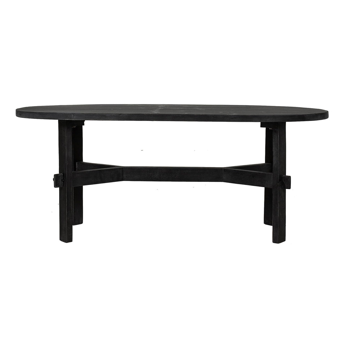 Black Oval Solid Acacia Wood Coffee Table D242174