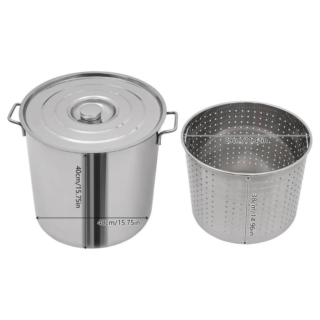 Stainless Steel 40L Stockpot with Basket Lid T68323