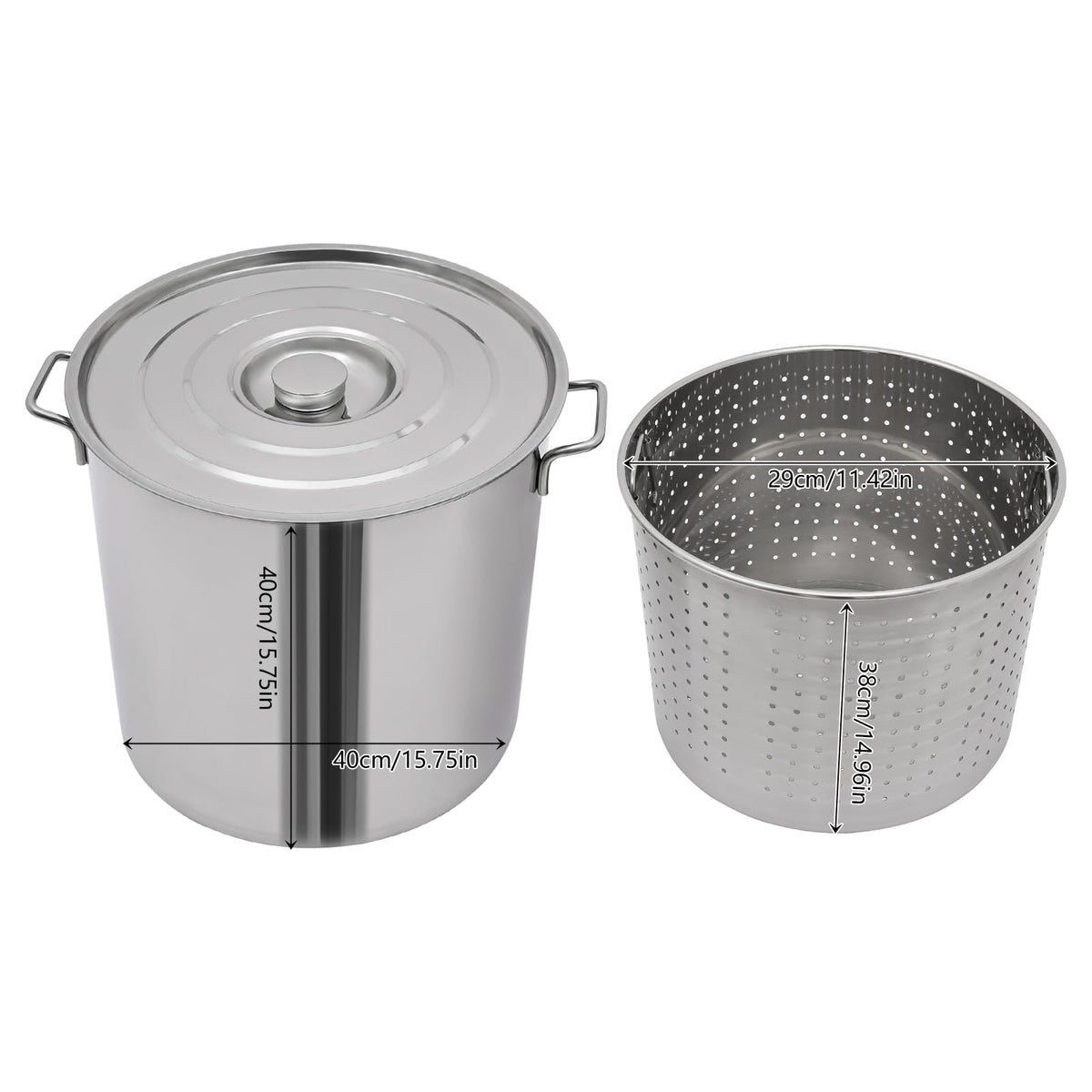 Stainless Steel 40L Stockpot with Basket Lid T68323