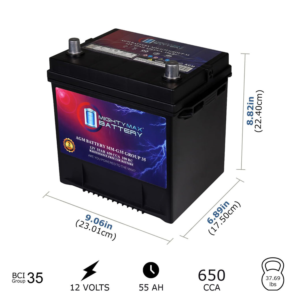 12V 55Ah AGM 650 CCA Replacement Battery D27322