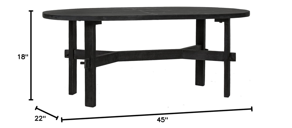 Black Oval Solid Acacia Wood Coffee Table D242174