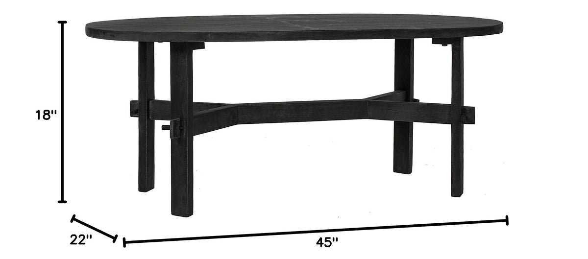 Black Oval Solid Acacia Wood Coffee Table D242174