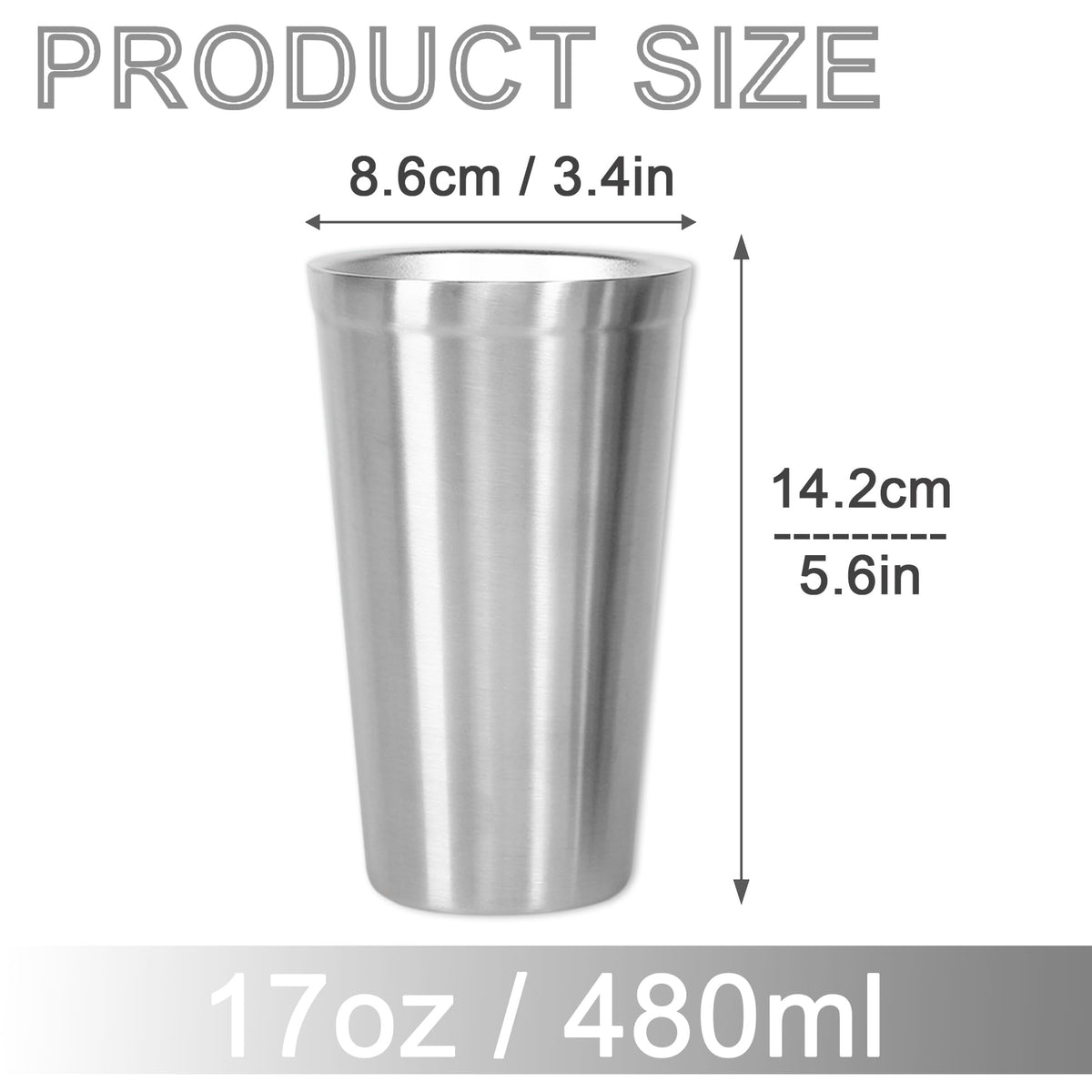 Stainless Steel Double Walled Insulated Cups Set of 2 Stackable 16oz P6613