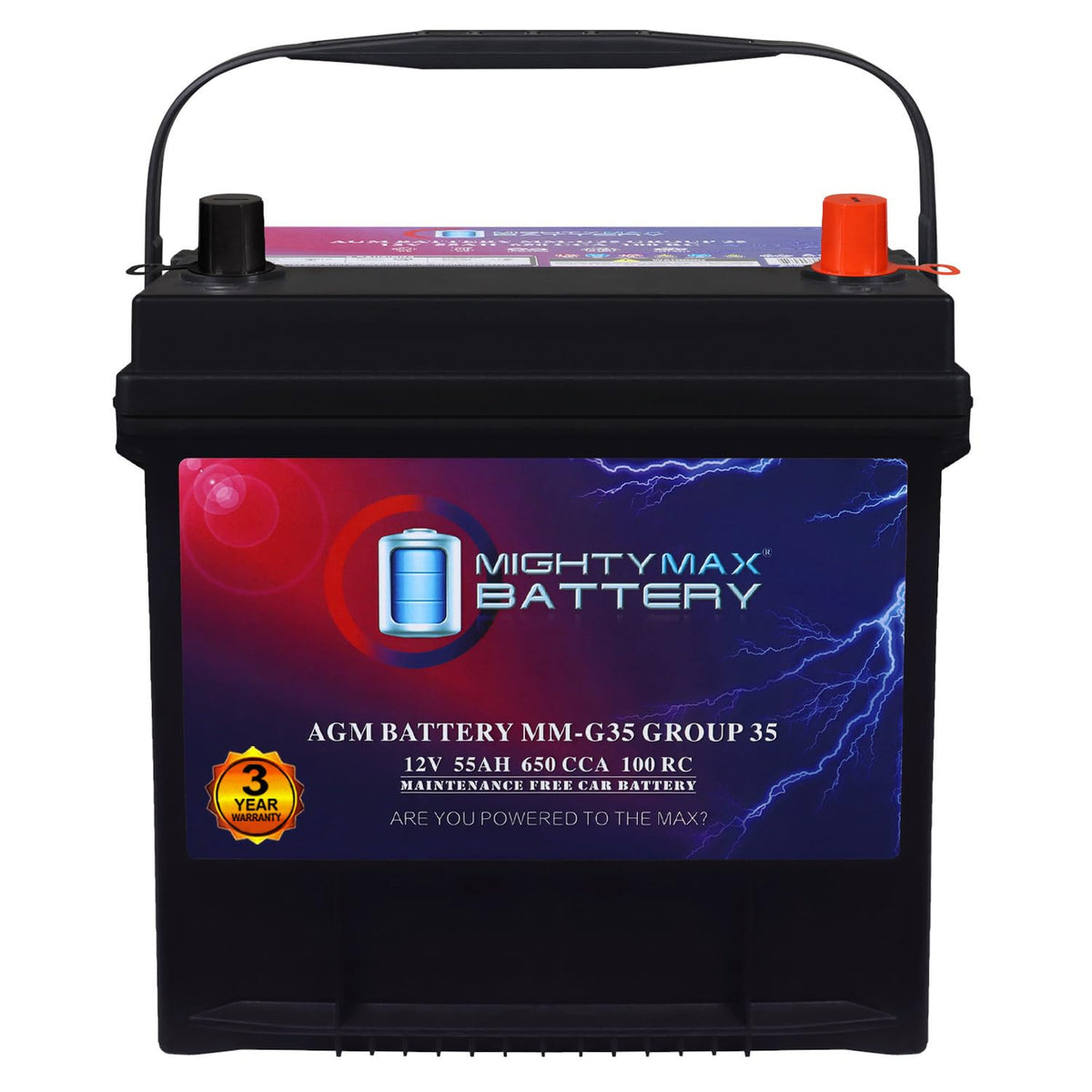 12V 55Ah AGM 650 CCA Replacement Battery D27322