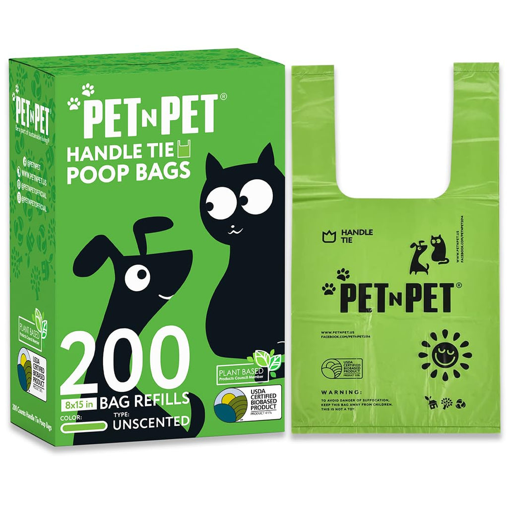 200 Count Unscented Tie Handles Poop Bags T987