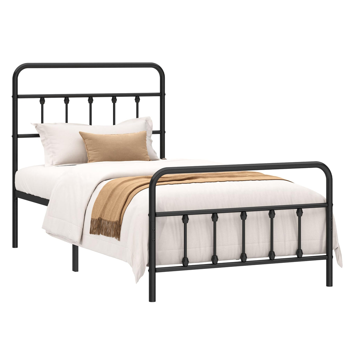 Twin Size Metal Bed Frame with Headboard and Footboard G971629