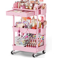 Pink 3 Tier Rolling Makeup Organizer Cart Q270141