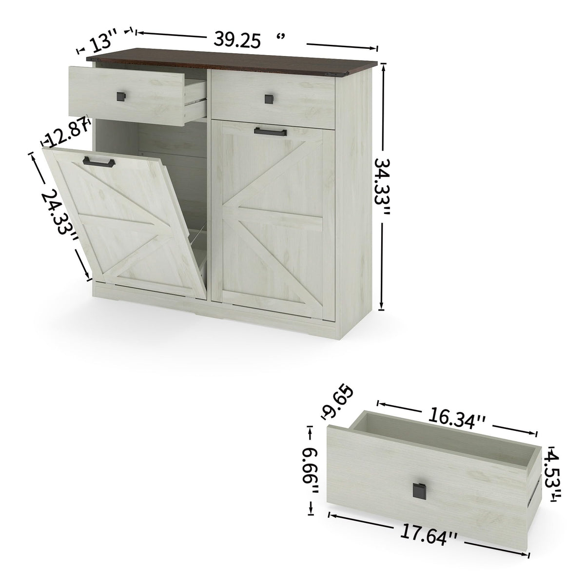 Double Tilt Out Trash Cabinet with Hideaway Drawer J853652