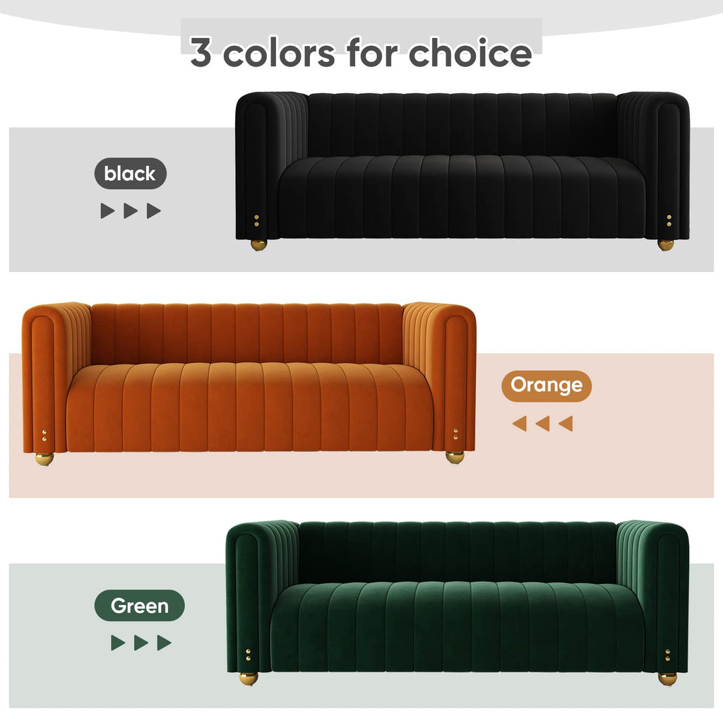 Orange Velvet 80 Inch 3 Seat Sofa F3312
