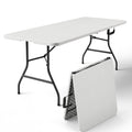 6FT Heavy Duty Plastic Folding Table with Steel Legs White F7949
