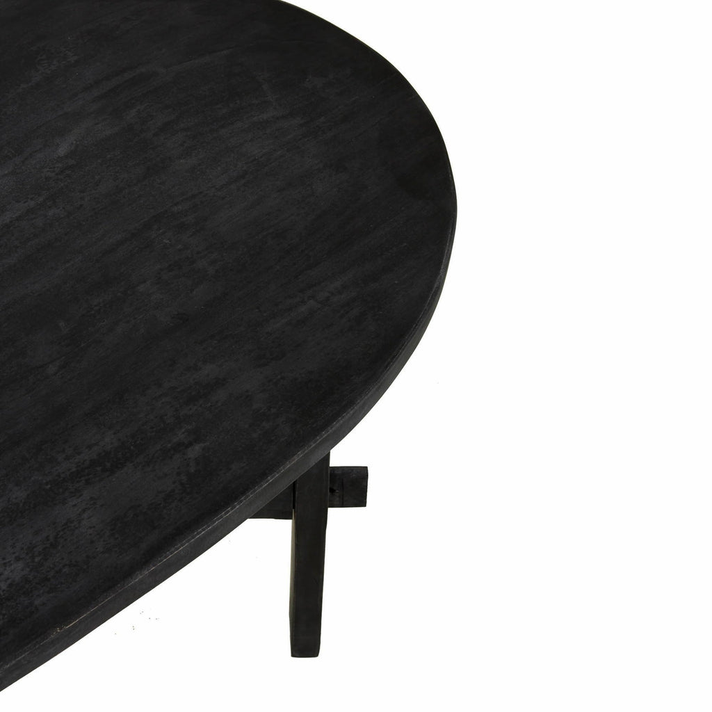 Black Oval Solid Acacia Wood Coffee Table D242174