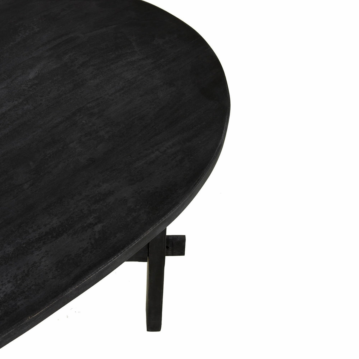 Black Oval Solid Acacia Wood Coffee Table D242174