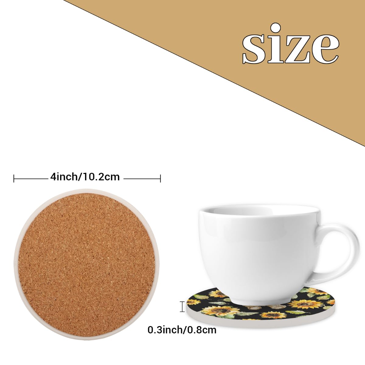 Round Absorbent Ceramic Coasters Set of 4 S504