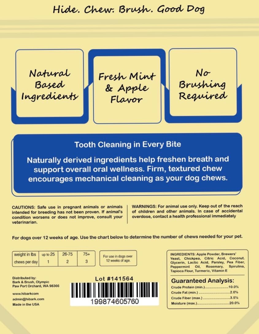 Natural Dental Chews for Dogs, Mint & Apple Flavor, 8 Count V913195