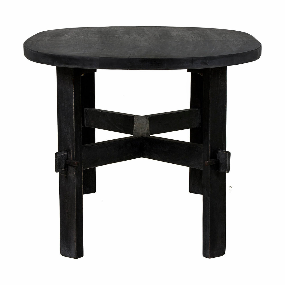 Black Oval Solid Acacia Wood Coffee Table D242174