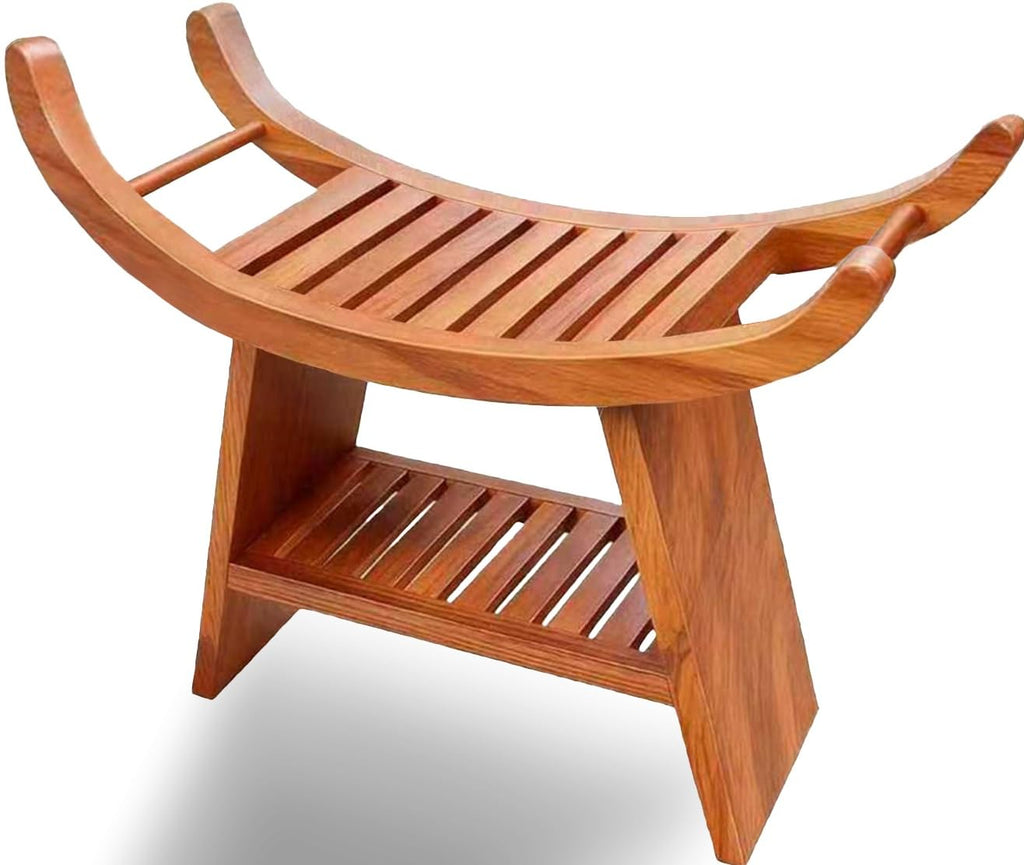 Teak Shower Bench with Storage Shelf Z635
