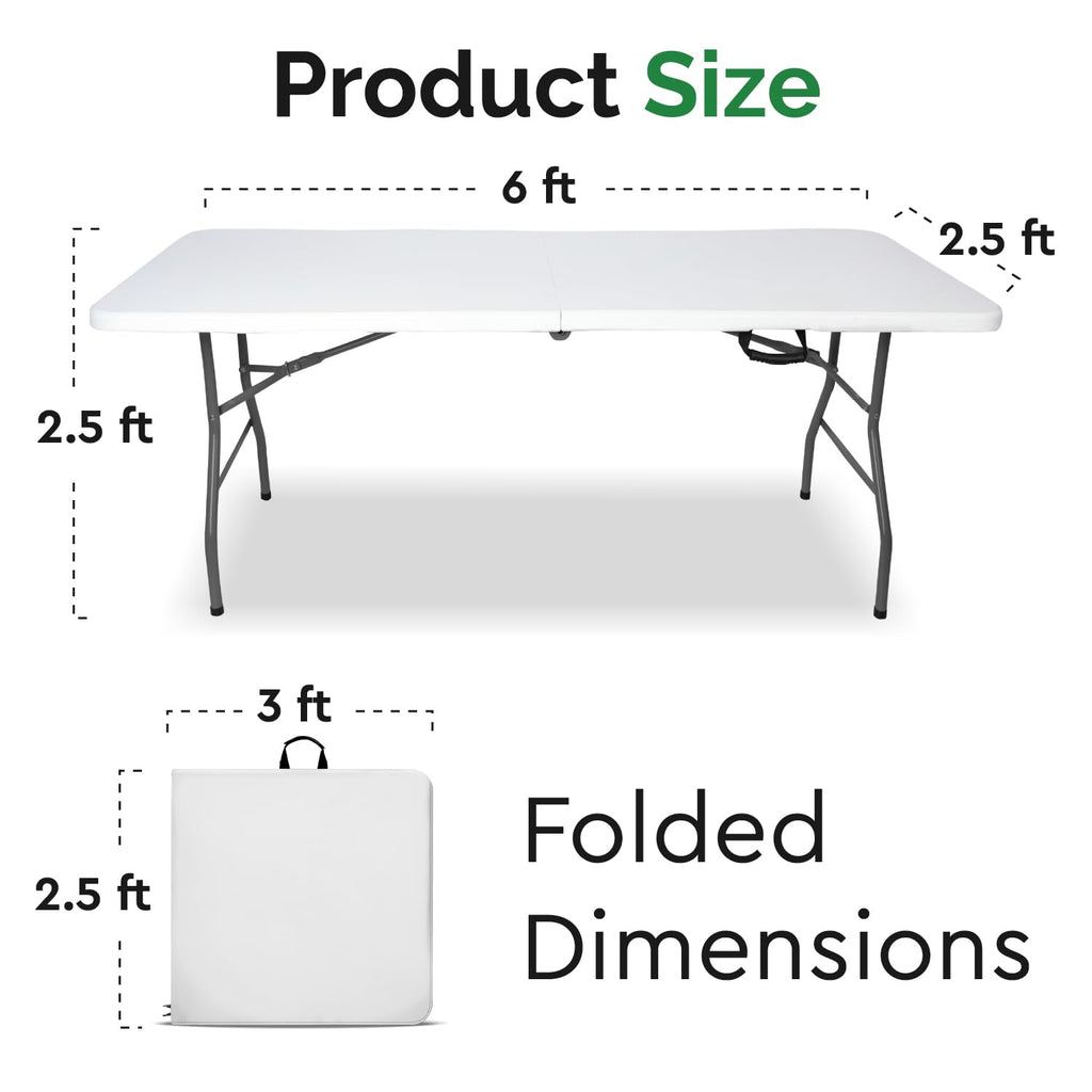 White 6ft Folding Table with Handle N6911