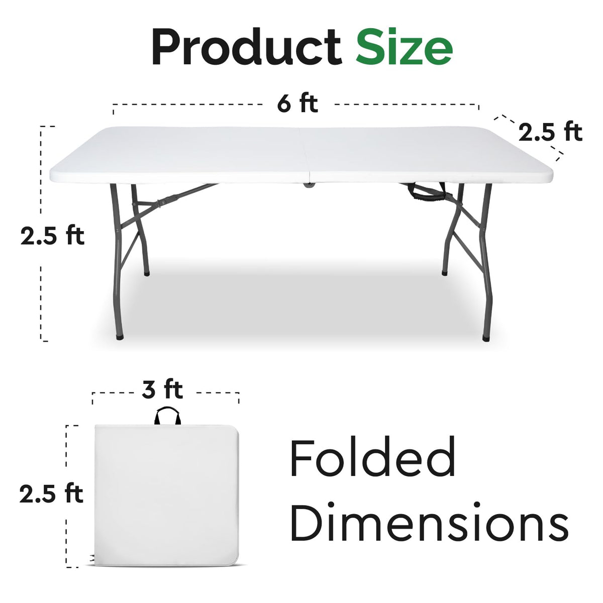 White 6ft Folding Table with Handle N6911