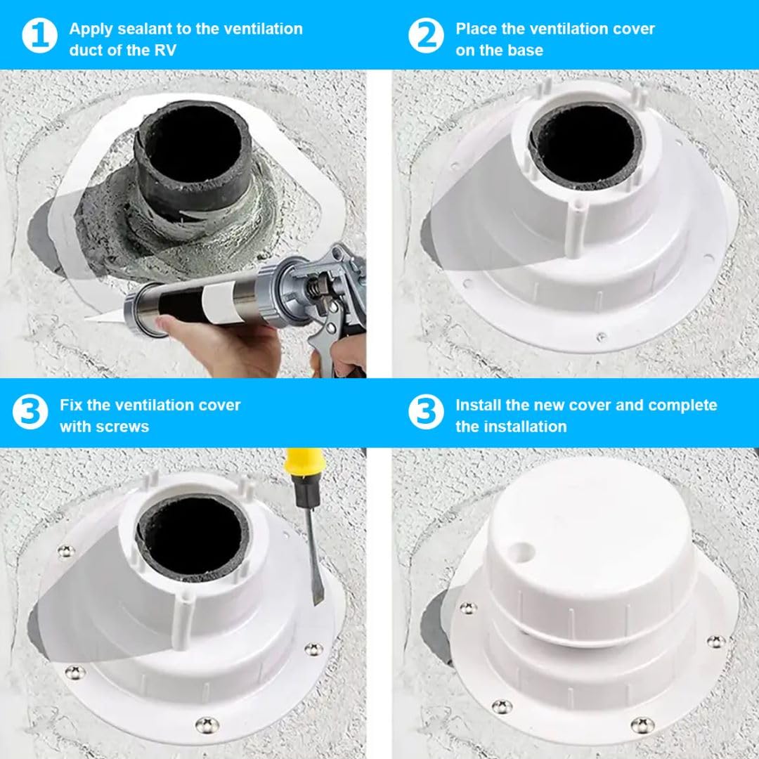 RV Plumbing Vent Caps 2 Pcs White Plastic R3147