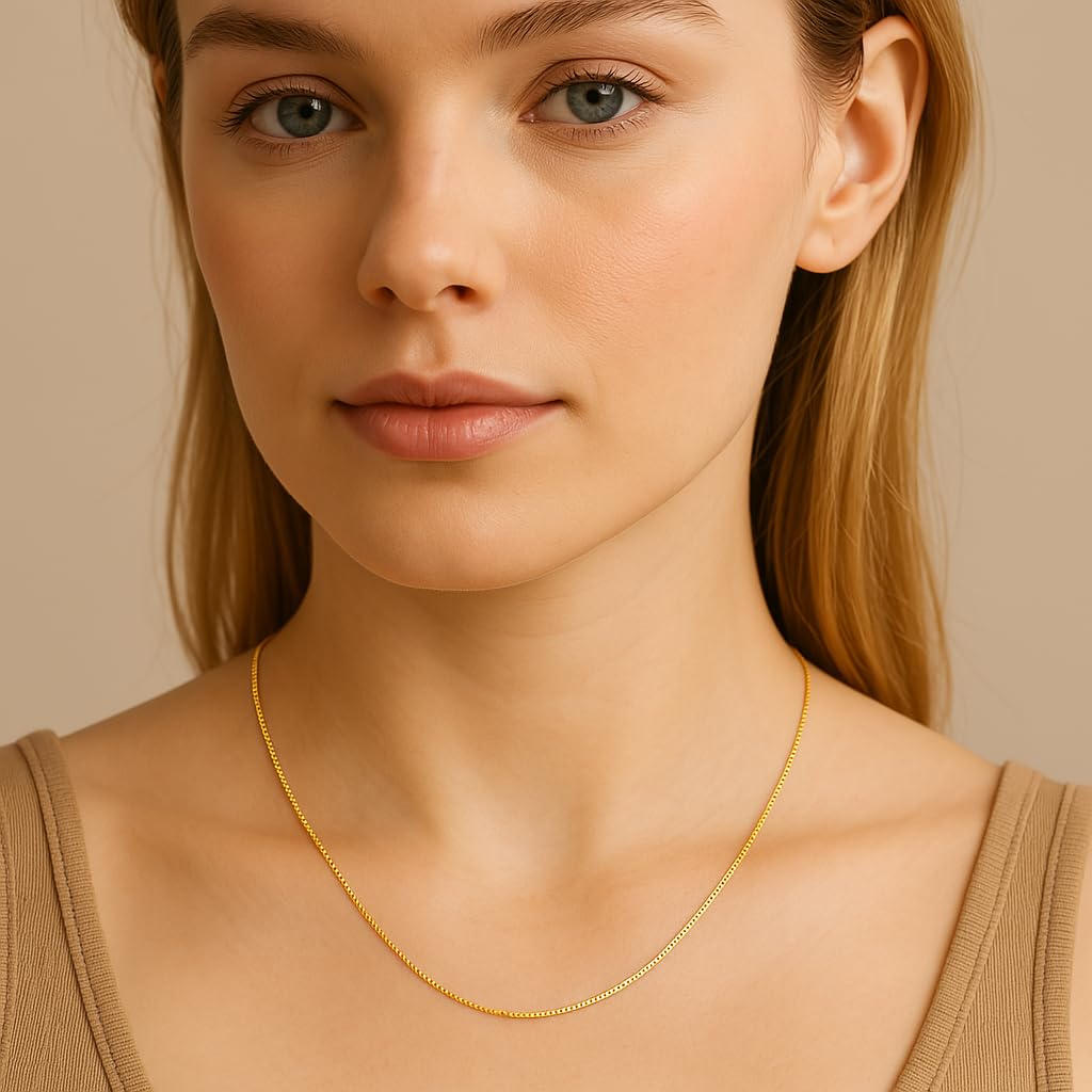 14k Gold Box Chain Necklace with Lobster Claw Clasp Z5713