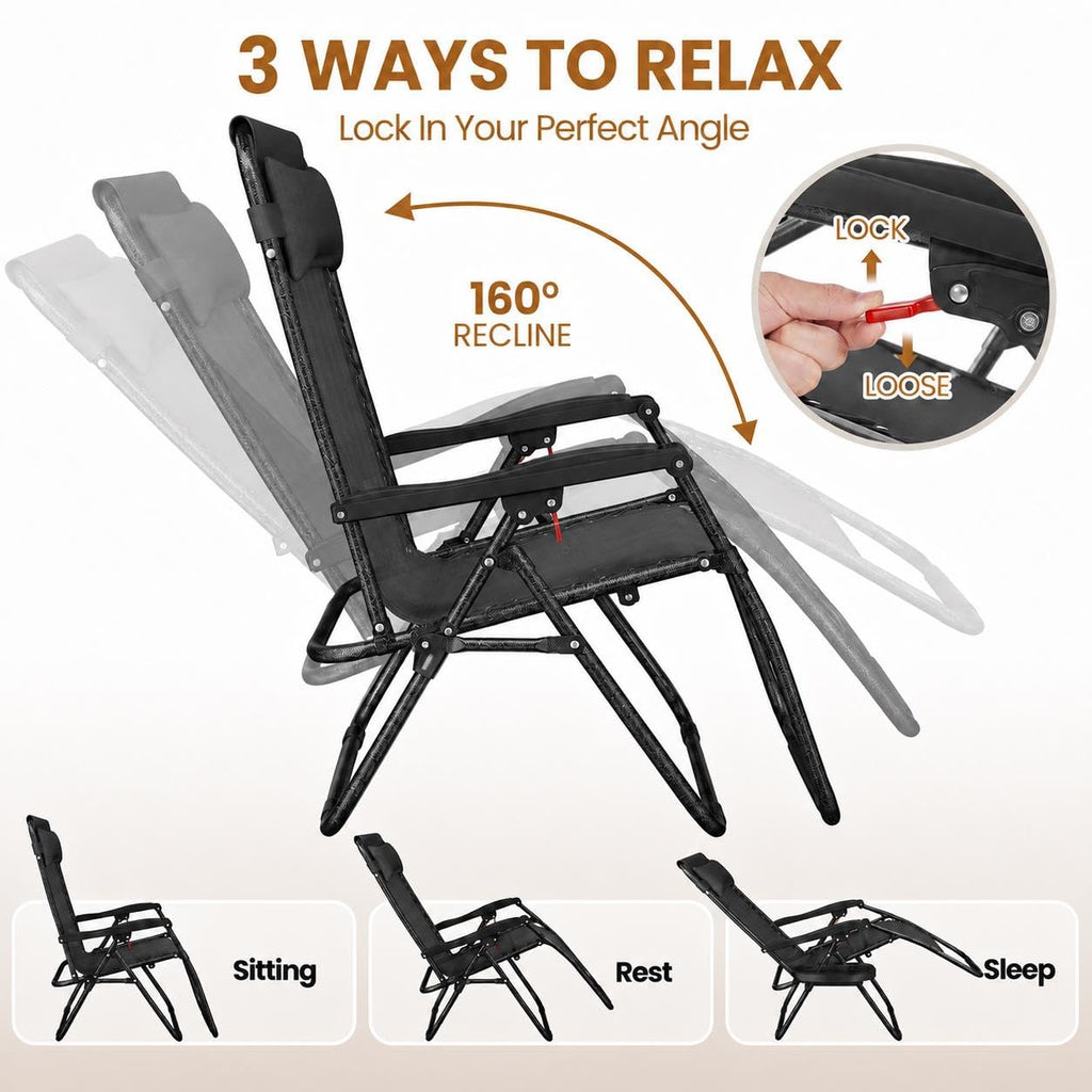 26" Zero Gravity Recliners Set of 2 Dark Black U669071