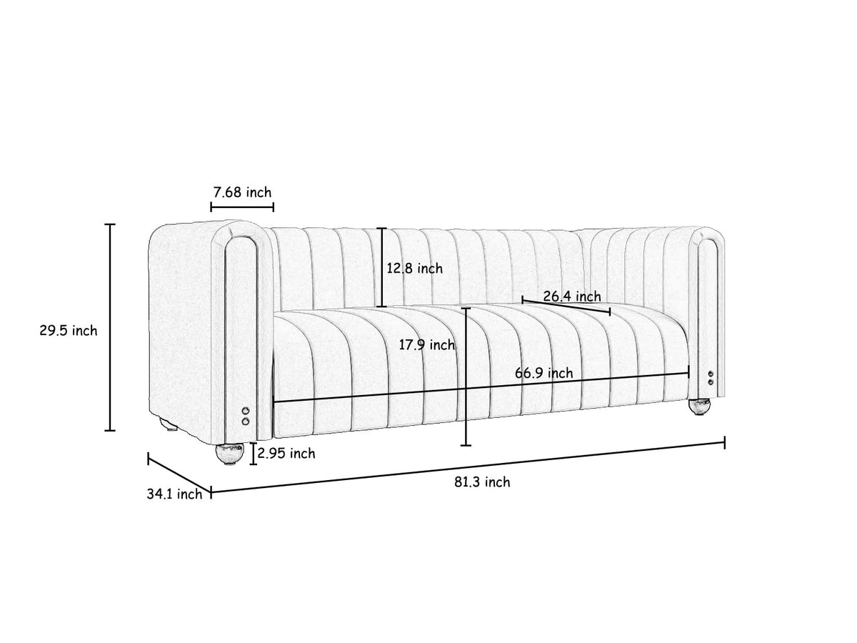Orange Velvet 80 Inch 3 Seat Sofa F3312