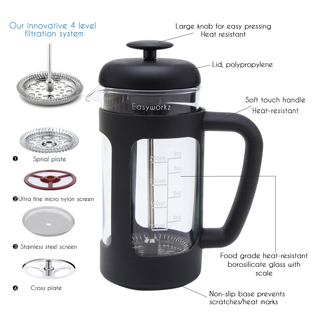 French Press and Gooseneck Pour Over Coffee Kettle 12 oz Stainless Steel L74740
