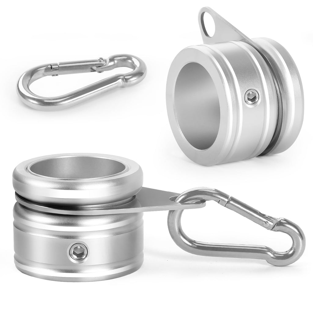 Aluminum Alloy Flag Pole Rings 360° Rotating with Carabiner, Pack of 2 Y708