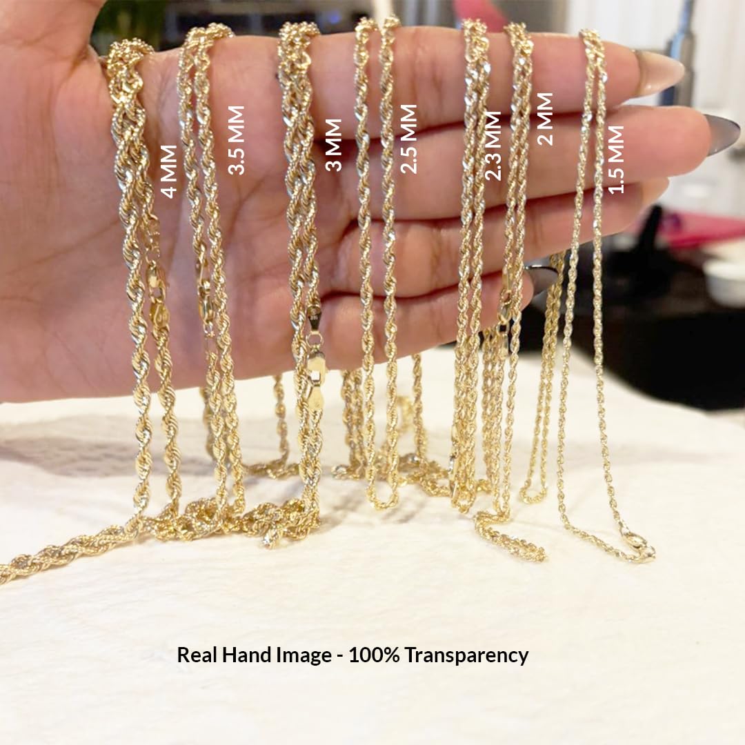 18K Solid Yellow Gold Rope Chain Necklace G39151