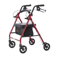 Red Aluminum 4 Wheel Rollator with Padded Seat A51846