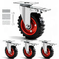 5 Inch Heavy Duty Casters Set of 4 Dual Locking Rubber Swivel Plate O308165