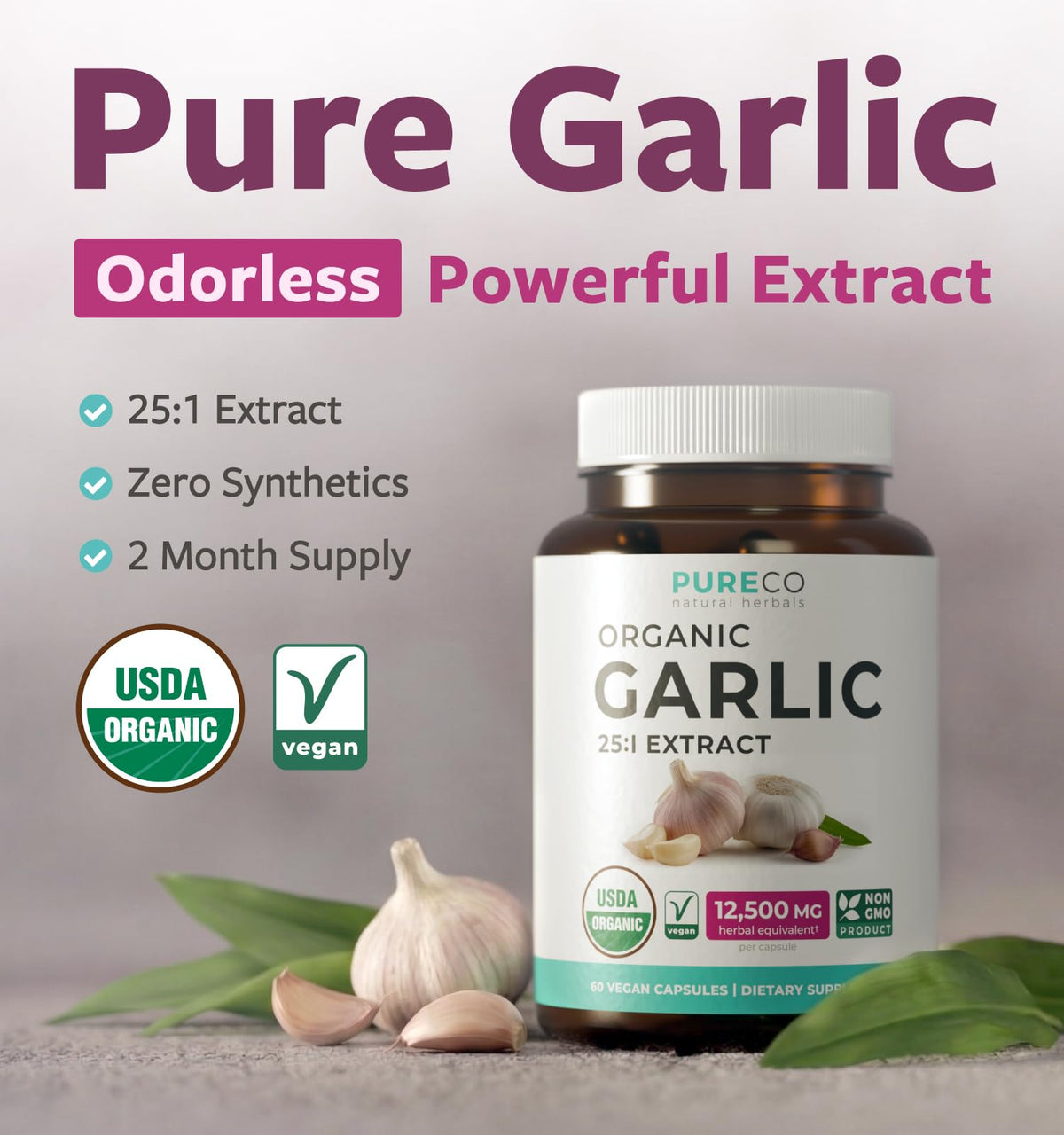 USDA Organic Odorless Garlic Capsules Z665