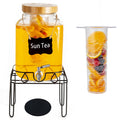 2 Gallon Glass Drink Dispenser with Stand and Bamboo Lid X732