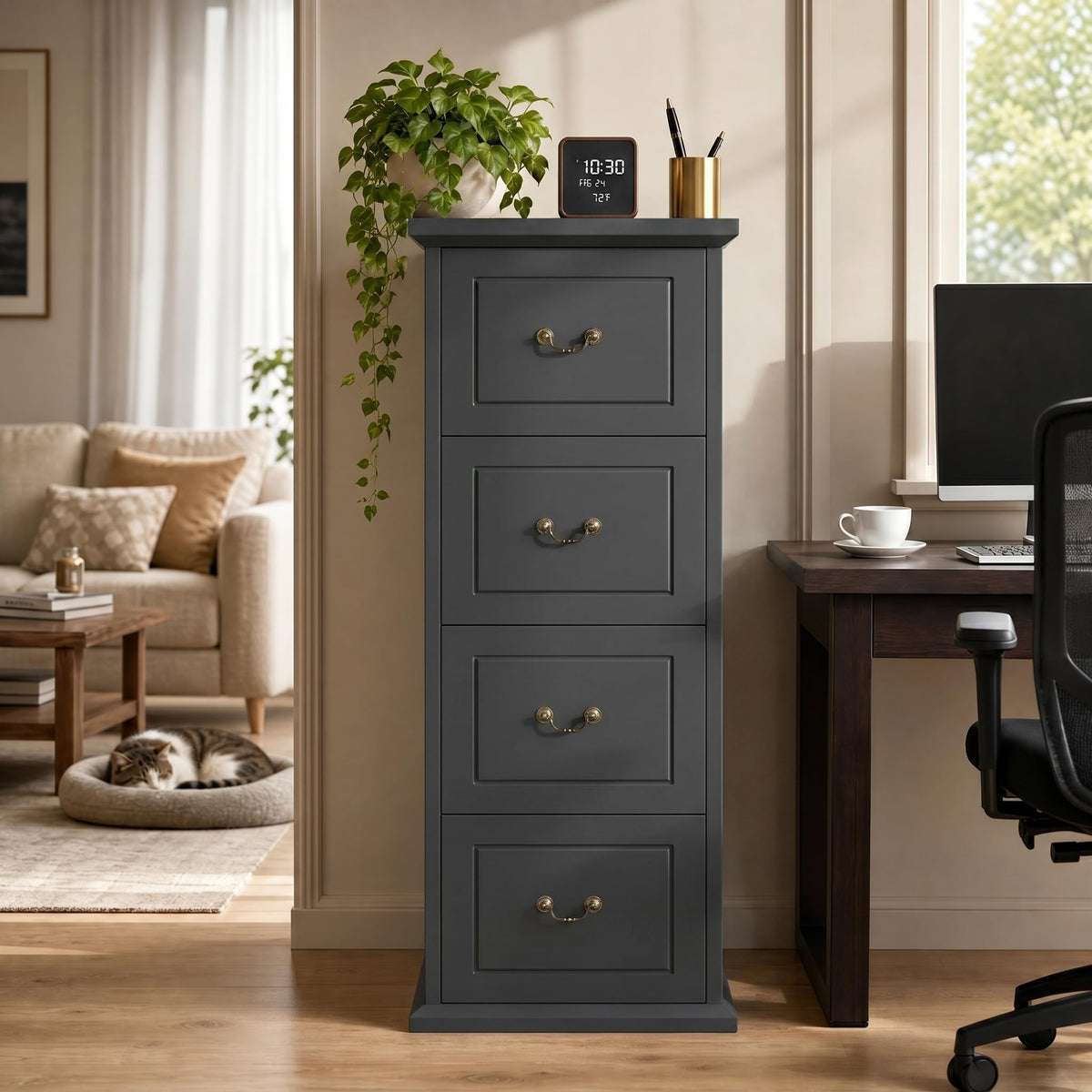 Wooden Vertical 4-Drawer File Cabinet X20896